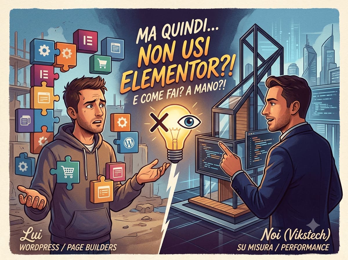 "Tu non usi Elementor?!" — Perché in ViksTech scriviamo ancora codice su misura